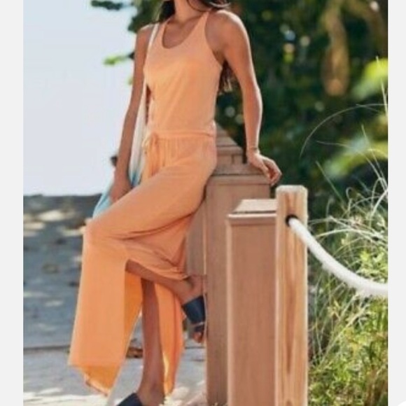 Athleta Cressida Silk Blend Racerback Maxi Dress in Orange Size Medium‎ - Picture 2 of 9